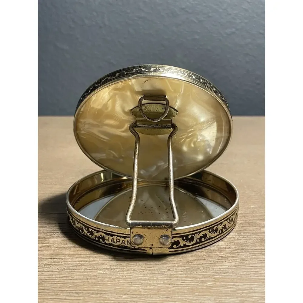 Vintage Compact Mirror Celluloid Foldable Japan